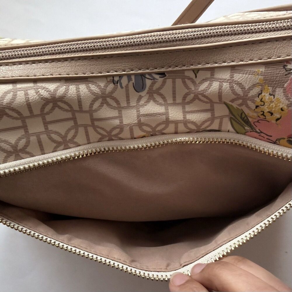 Time and Tru hobo shoulder bag Purse Floral Print Beige Tan Sustainable - Picture 6 of 12